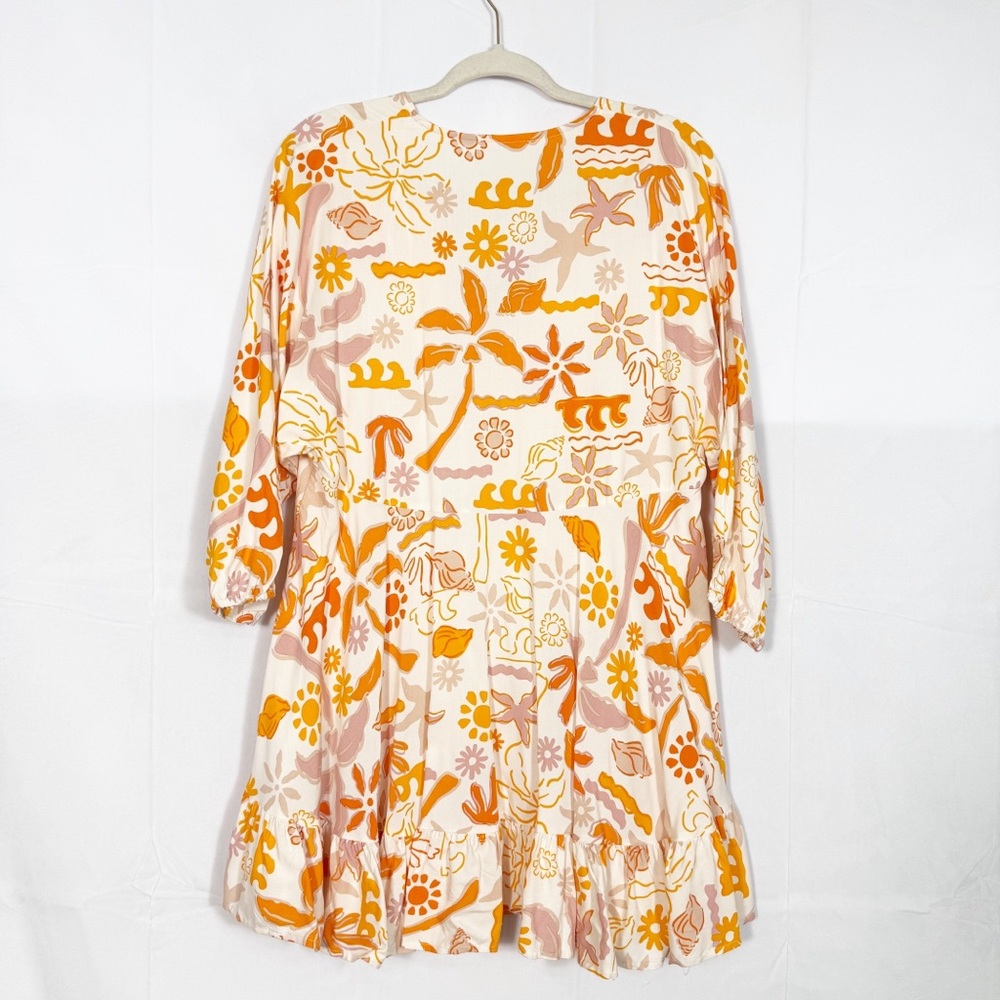 Label Of Love Sea Shell Coastal Cover Up Mini Ruffle Hem Dress Poolside Beach - Picture 4 of 10